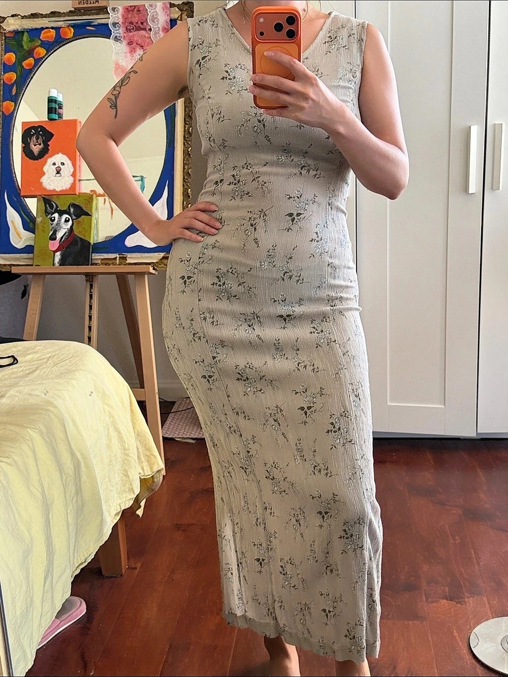 Reworked Vintage GAP Floral Ribbed Maxi Dress
